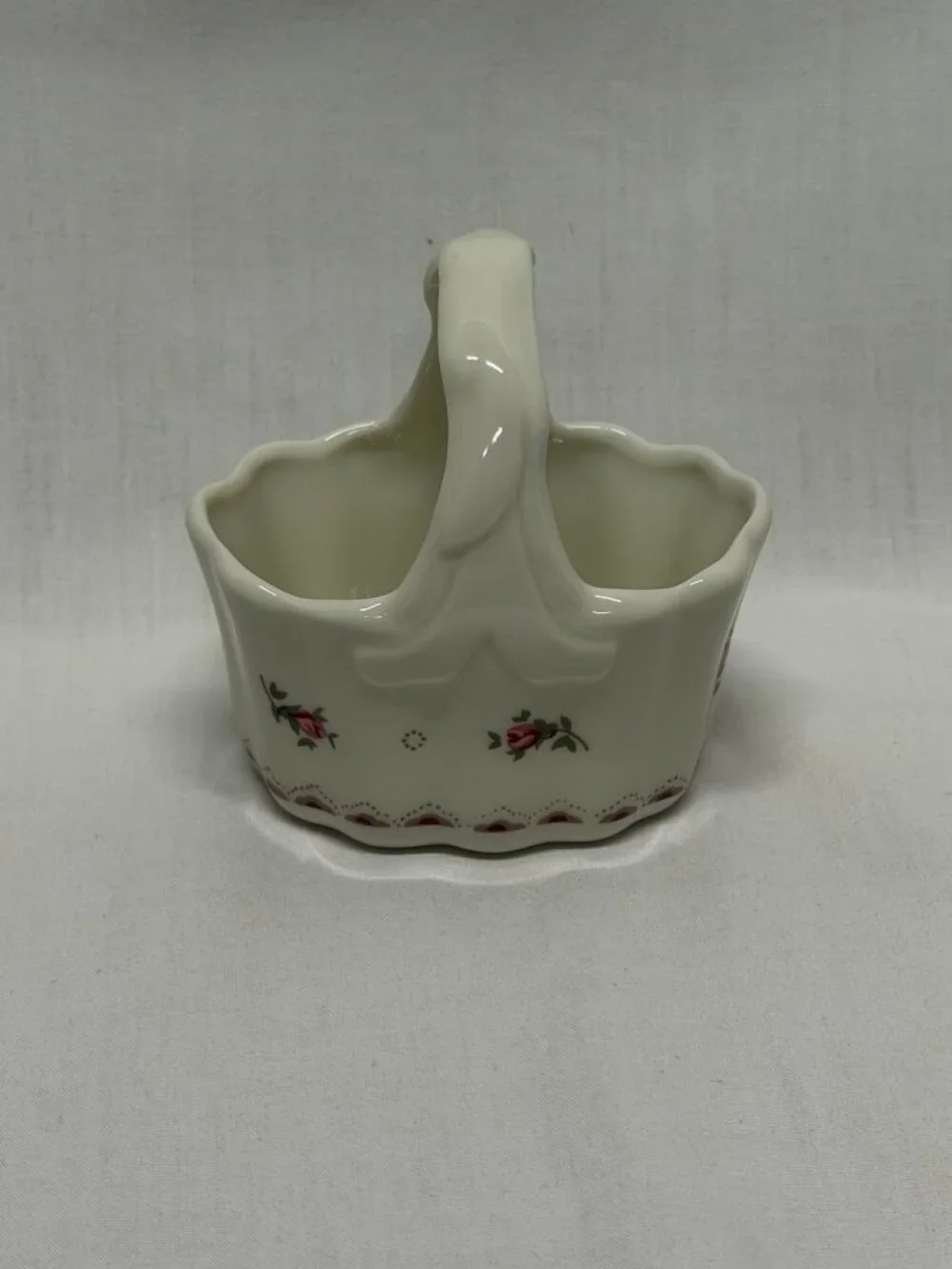 Porcelain Basket Made in Japan Trinket Dish Match Stick Holder